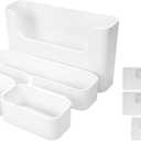 Adhesive Wall Mounted Shelves, Durable ABS Plastic Hanging Storage Bins White, Excellent Floating Organizer 4pcs Set, Convenient Storage Solution on Smooth Wall Surface, 10.8x6.5x3.2 inch