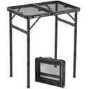 Anbte Folding Grill Table, Aluminum Camping Table Adjustable Height Max 27.5" Picnic Table Outdoor Table, Lightweight, Portable Handle for Travel Cooking BBQ Picnic, 22.8" x 16", Black