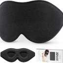 LitBear Sleep Mask for Side Sleeper Women Men, Eye Mask for Sleeping Light Blocking, 3D Contoured Cup Sleeping Mask, Soft Breathable Sleep Eye Mask with Adjustable Elastic Strap for Flight Nap (Black)