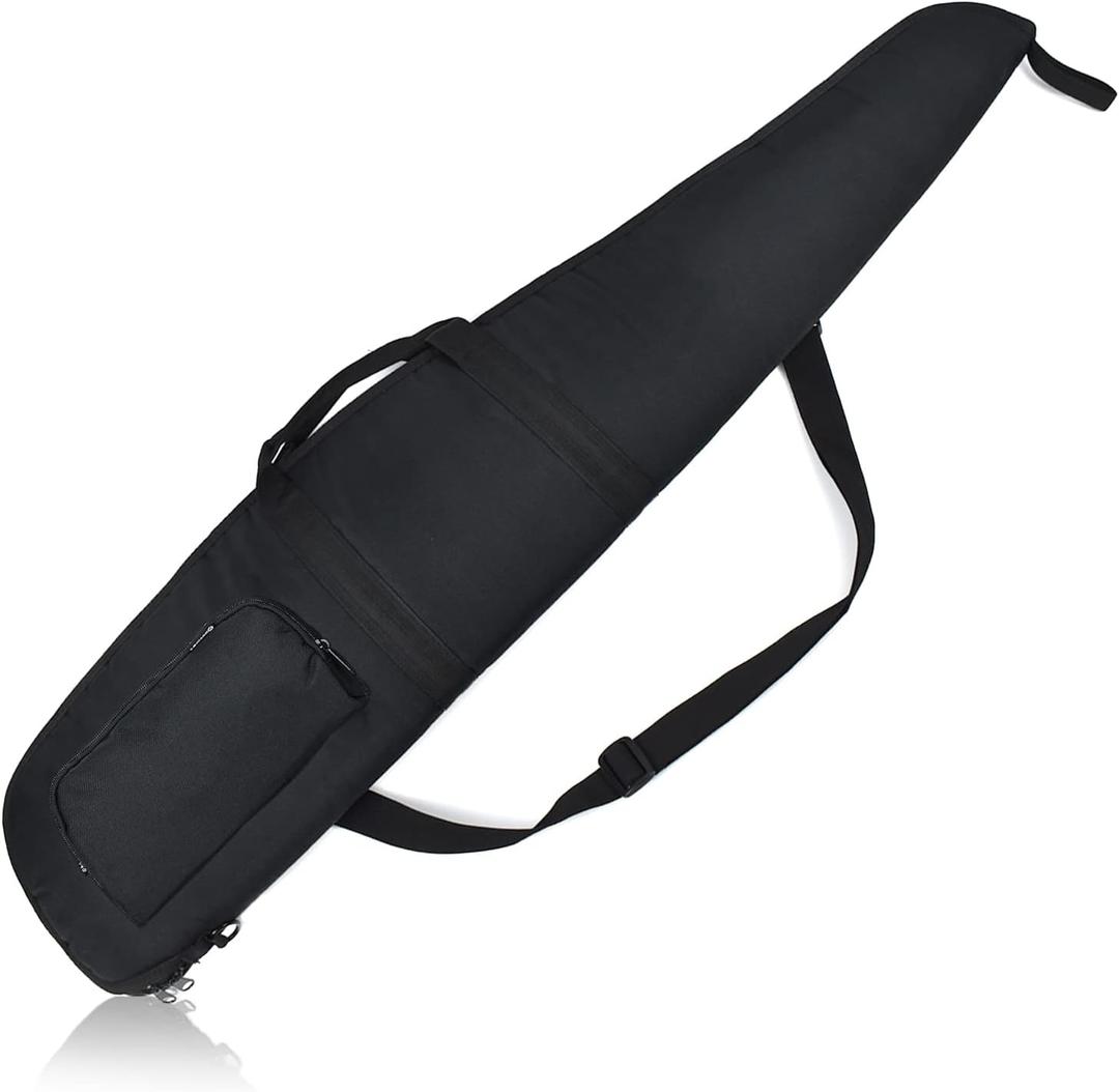 AUMTISC Soft Rifle Case 41/45/49 Padded Shotgun Gun Bag for Storage Scoped Rifles with Zippered Pocket, Detachable Shoulder Sling (Black-52''-Fits Rifles Up To 49'')
