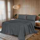RUVANTI King Size Sheets Set, Brushed Microfiber Sheets 4 Pieces (1 Fitted Sheet, 1 Flat Sheet, 2 Pillowcases), with 15-inch Deep Pockets, Lightweight & Compfy Premium Hotel Bedding, Dark Grey