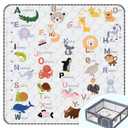 Baby Play MatThick Soft 47" X 47" Playpen mat, Non-Slip and Machine Washable Baby Play Mats for FloorCrawling Mat for Babies, Toddlers & Infants to Play and Learn (Animal Alphabet-A)
