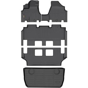 Binmotor-Floor Mats & Cargo Liner for Honda Odyssey 2011-2017, Includes 1st+2nd+3rd Row+Rear Trunk Mat, TPE Floor Liners All Weather Car Mats for Odyssey Accessories