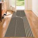 Easy Jute Hallway Runner Rug, 2' x 6' Kitchen Runner, Black Farmhouse Ultra-Thin Washable Non-Slip Carpet Runner for Laundry, Bedroom, Backyard, Outdoor, Home Decor