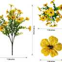 Artificial Fake Flowers for Outdoor UV Resistant,16 Bundles Silk Outside Plants Decoration for Hanging Planters, Daisy Eucalyptus Faux Flower Spring Summer Garden Yard Patio Balcony Home