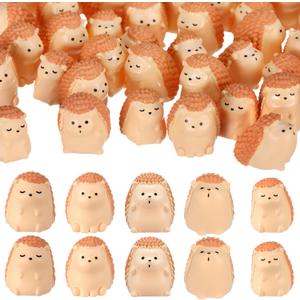 Geelin 50 Pcs Mini Hedgehog Resin Figurine Bulk, Miniature Animal Figures Hedgehog Ornaments for DIY Fairy Garden Cake Toppers Moss Landscape Decor 5 Styles