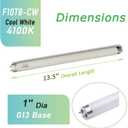 (4 Pack) F10T8/CW 4100K Linear Fluorescent Light Bulb,T8 Type Straight Tube 10Watts Cool White, G13 Medium Based, 13.5 inch MOL