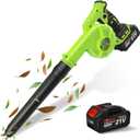 Cordless Leaf Blower with Battery and Charger,Electric Lightweight Battery Powered Leaf Blower for Lawn Care,6 Speed Mode, Handheld,Green