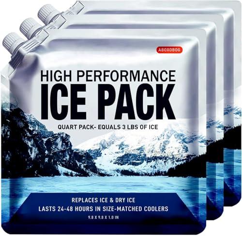 ABOXOBOG Reusable Ice Packs for Coolers Long Lasting Gel Freezer Packs for Cooler Bag Lunch Box,Keeps Food Cold Fresh (3 Pack, L(9.8"x9.8"))