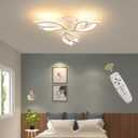 Becailyer LED Ceiling Light 36W Dimmable Remote Control Modern Acrylic Lamp 3-Leaves Chandelier Flush Mount Lighting Fixture for Bedroom Living Dining Room Kitchen