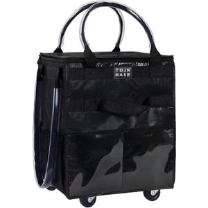 Reusable Grocery Bag On Wheels Shopping Trolley with 8 Pockets and Zipper Cover Foldable Rolling Tote, Heavy Duty Handles, Carries Up to 22 LBS (Small, Black)