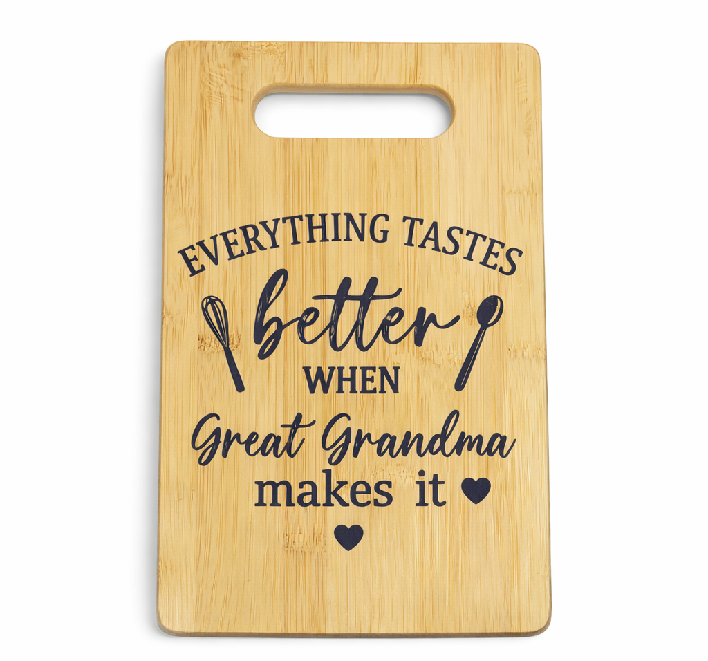 Personalized Great Grandma Wooden Cutting Board, Grandma Gift, Mother's Day Gift for Grandma, Everything Tastes Better When Grandma Makes It