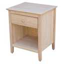 IC International Concepts Solid Wood Nightstand with Drawer, Unfinished