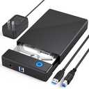 3.5 Hard Drive Enclosure, USB 3.0 Internal/External Hard Drive Case Lay-Flat Dock Station for 3.5/2.5 inch SATA HDD Up to 20TB Data Recovery Kit Support UASP with 12V 24W Power Adapter