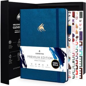 Clever Fox Planner Premium Edition  Undated Luxurious Weekly & Monthly Planner to Increase Productivity and Hit Your Goals  Organizer  Start Anytime, A5, Lasts 1 Year, Mystic Blue (Weekly)