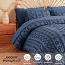 MR&HM Queen Comforter Set Navy Blue, 7 Pieces Tufted Boho Beddding Sets, Farmhouse Style Bed in a Bag with 1 Comforter, 2 Pillow Shams, 2 Pillowcases, 1 Flat Sheet, 1 Fitted Sheet for All Seasons