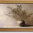 Vintage Botanical Wall Art, Gold Framed Olive Tree Paintings Wall Decor, Modern Farmhouse Still Life Canvas Prints, Plant Antique Pictures, Organic Modern Artwork for Living Room Bathroom 16x24 Inch
