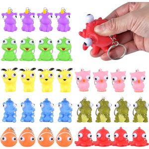 Squishy Toys Kids Party Favors - 30 Packs Popping Eyes Animal Keychains