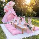 18 Pcs Picnic Paint Party Kit Picnic Set, 118 Inch, Pink