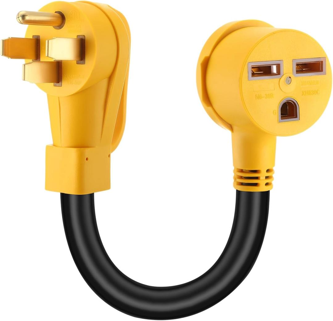Relaxweex 1FT Dryer Adapter Compatible with NEMA 240v 50 Amp Male Plug 30 Amp Female Receptacle Heavy Duty Generator EV Charger Power Cord Plug Adapter, Etl Listed(4 Prong to 3 Prong,14-50p to 6-30r)