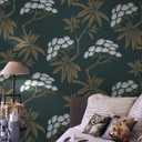 5 x CiCiwind Peel and Stick Wallpaper 16"78.7" Brown and Green Contact Wallpaper Vintage Green Removable Self-Adhesive Plant Leaves Wall Paper for Walls Covering Bedroom Bathroom