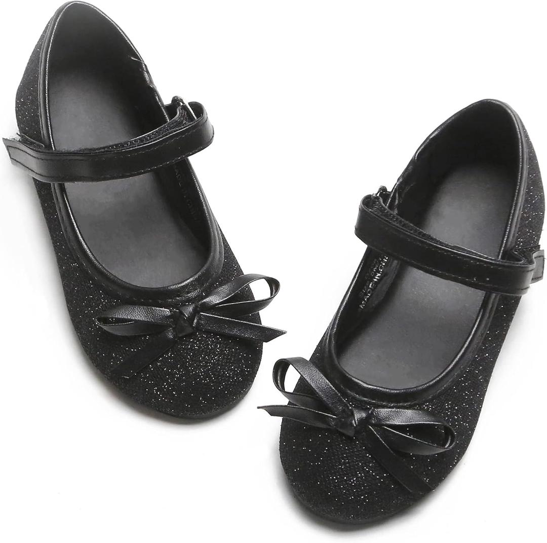 GINFIVE Toddler Girls Dress Shoes Little Girls Mary Janes Ballerina Flats Shoes Toddler (11 Little Kid, Gf01-black)