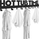 32" Large Size Outdoor Towel Rack for Hot Tub Wall Mount Hooks Towel Holder Organizer Hanger for Hotel Bathroom Decor Robes,Towels, Clothes (Black)