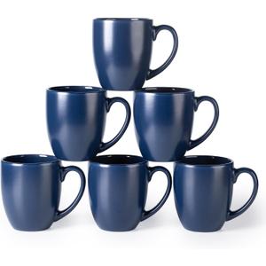 GBhome 16oz Coffee Mugs Set of 6, Large Ceramic Coffee Mugs for Man, Woman, Dad, Mom, Modern Coffee Mugs Set with handle for Tea/Latte/Cappuccino/Milk/Cocoa. Dishwasher&Microwave Safe,Matte Blue