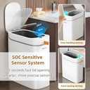 funest Smart Bathroom Trash Can with Lid- 3.5 Gallon Rechargeable Motion Sensor Trash Can,Waterproof Automatic Garbage Can with Automatic Suction Bag Feature,Waste Bin for Bedroom, Kitchen, Office