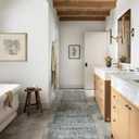 Loloi Amber Lewis Billie Collection BIL-05 Denim/Blush 5'-0" x 7'-6", 0.19" Thick Area Rug, Denim / Blush