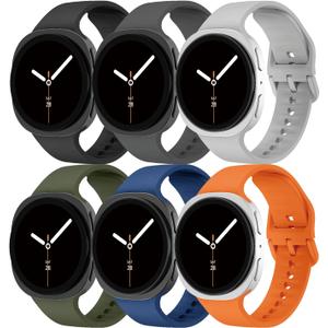Sport Bands Compatible with Samsung Galaxy Watch 8 Band 40mm 44mm/8 Classic 46mm Women Men,Soft Silicone Replacement Strap Waterproof Wristband for Samsung Galaxy Watch 8 Classic Bands 46 mm,6 Pack