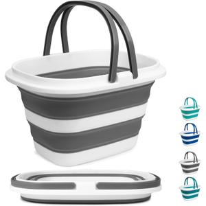 Large Collapsible Mop Bucket, 16L(4.2 Gallon) Plastic Bucket for House Cleaning, Car Washing, Silicone Cleaning Supplier Organizer, Portable Basket with Handle for Laundry Storage, RV Camping, Fishing