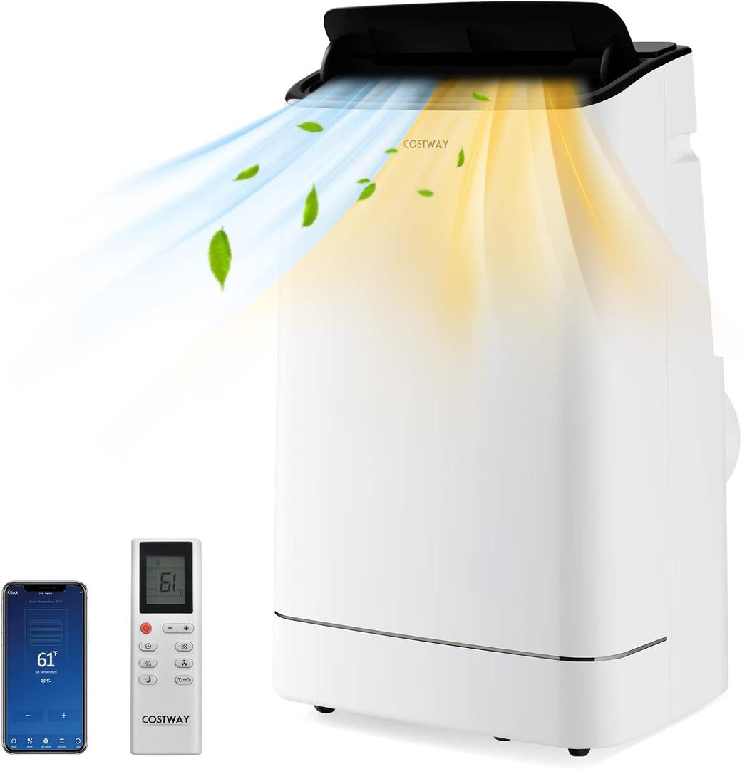 15000 BTU Portable Air Conditioner, with Heat, Auto Swing 4-in-1 AC Unit for Rooms up to 800 Sq.Ft, with Built-in Dehumidifier, 24H Timer, Remote Control/APP Control & Window Kit