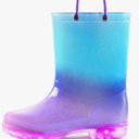 K KomForme Toddler Light Up Rain Boots for Girls Boys Waterproof Rain Boots with Handles Outdoors, 6