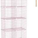 C&AHOME Wire Cube Storage, 8 - Cube Organizer Metal C Grids, Modular Shelves Units, Closet Organizer, Ideal for Home, Office, Living Room, 24.8" L x 12.4" W x 48.4" H, Pink UWCS3008P