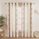 Boho Curtains 63 Inches Long 2 Panels Set for Living Room Cream Linen Embroidered Curtains Bohemian Window Curtains for Rustic Farmhouse Decor Grommet Window Treatment 55x63 Inch, Taupe On Ivory (Beige)