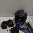 Youth Dirt Bike Helmet Set Includes Gloves, Mask, Ideal Helmet for Kids 8-14, Premium Safety Gear for Dirt Bike Helmets Enthusiasts - DOT Approved (Dark Blue,XL)