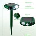 2 Pack Solar Animal Repeller for Raccoons, Deer & Squirrels - Ultrasonic & Strobe Light, Outdoor Deterrent for Cats, Dogs, Raccoons, Rabbits, Skunks, Foxes & More