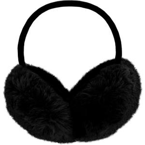 Fumwase Foldable Earmuffs for Women Winter Cute Fluffy Ear Muffs Soft Faux Furry Ear Warmers Covers (Black)
