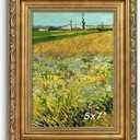 Antique Gold 5x7 Picture Frame, Ornate Embossing 5 x 7 Frame with Tempered Real Glass, Tabletop or Wall Mounting Display for Art Prints or Pictures, 1 Pack