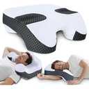 SAHEYER Side Sleeper Pillow with Arm Holes, 2 in 1 Shoulder Relief System for Rotator Cuff Pain, Memory Foam Pillow for Adults with 3 Arm Place Hole  for Side, Back and Stomach, Black