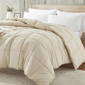 Homelike Moment Comforters Queen Size - Beige Duvet Insert Down Alternative Bed Queen Comforter, Lightweight Bedding Comforters Full Size Quilted Soft All Season Beige