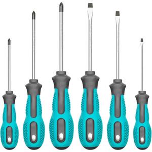 Magnetic Screwdriver Set, 6-Piece Screw Driver Kit with 3 Phillips and 3 Flat, Professional Non-Slip Cushion Grip Nut Driver Repair Tool Set. Stocking Stuffers for Men Gifts