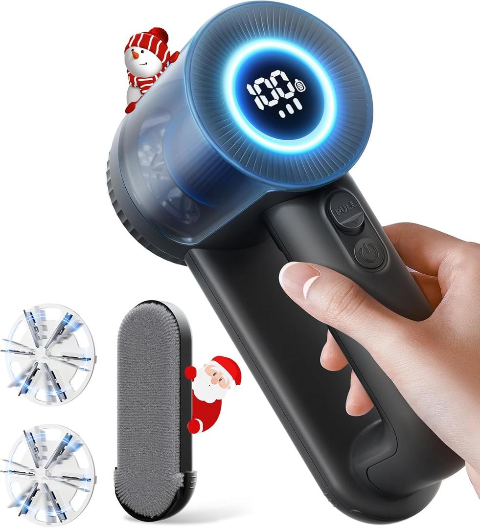 Rechargeable Fabric Shaver & Pill Remover, 3-Speed Electric Lint Remover with LED Display & 6 Blades, for Couch, Sofabed, Clothes, Sweaters, Blankets, Furniture - Black
