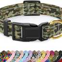 MOODEL Reflective Dog Collar for Medium Dogs, Cute Camouflage Adjustable Heavy-Duty Nylon Puppy Collar for Boy and Girl Female, Soft Pet Accessories with Quick Release Buckle, Green (M (Neck 14-20", Width 1"))
