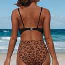 Hilinker Women's Leopard Bikini Swimsuits V Neck High Waisted 2 Piece Bathing Suits (M)