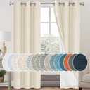 PrinceDeco Linen Blackout Curtains 84 inch Length 2 Panels Set 100% Blackout Linen Texture Curtains for Bedroom Living Room Window Treatment Drapes with White Liner, Bleached Sand, 42" W x 84" L