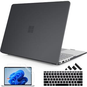 Mektron Matte Case for 13.8" Microsoft Surface Laptop 7 2024 Surface Laptop 13.8 Inch Cover Fits Model 2036, Keyboard Cover +Screen Protector +Dust Plugs, Matte Black