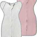 Baby Transition Swaddle 2-Pack, 100% Cotton Newborn Sleep Sack | with 2-Way Zipper, Arms Up Design (Arms In/Out), Infant Swaddle for Boys Girls (M)