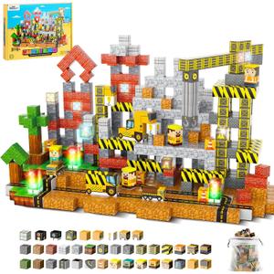 300PCS Magnetic Building Blocks Construction Set for Kids, STEM Engineering Toys for Boys Girls 3 4 5 6 7 8-12 Year Old, Montessori Magnet Cubes & Blocks, Birthday Easter Gifts & Basket Stuffers